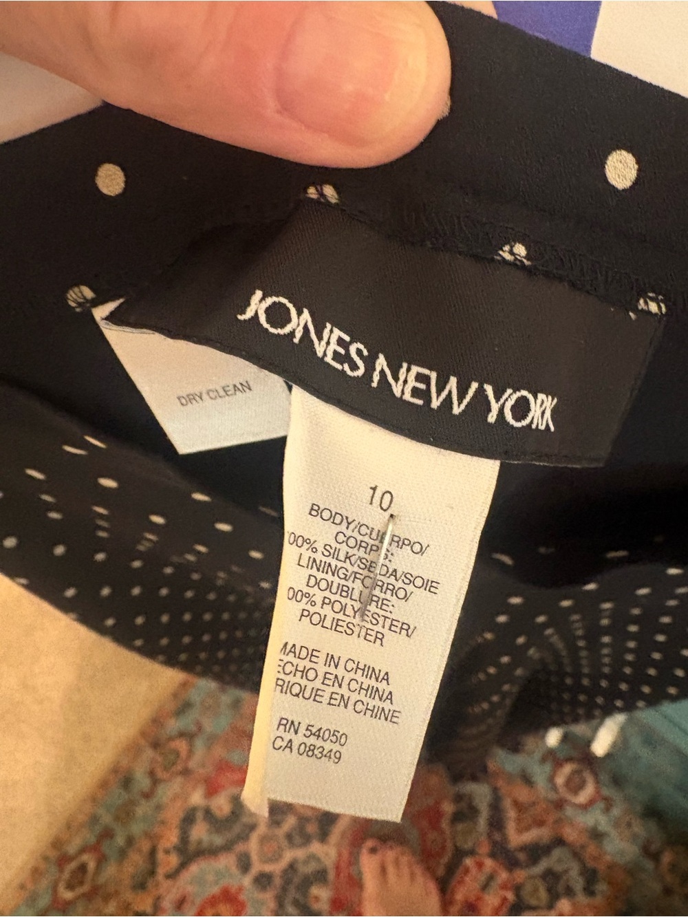 100% Silk Jones New York Black Maxi Skirt with White Polka Dots-length 38 inches - Picture 2 of 5